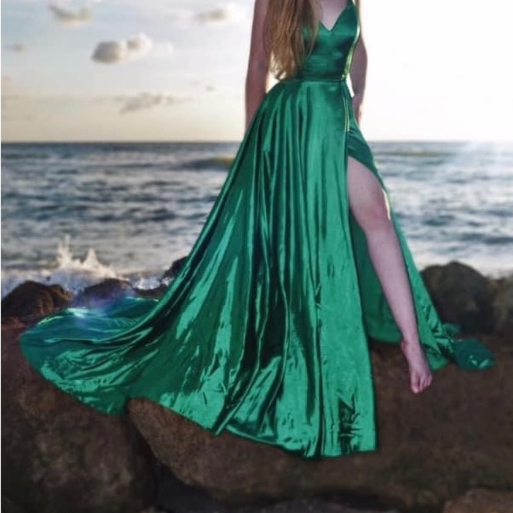 Sherri Hill Satin Gown With Slit
